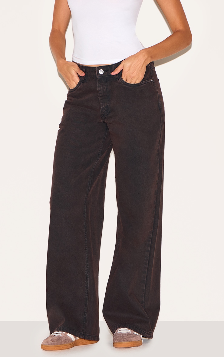 Dark Chocolate Low Waist Wide Leg Jeans image 1
