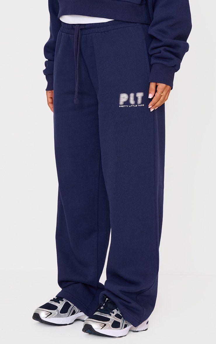 Petite Navy Printed Straight Leg Sweatpants image 2