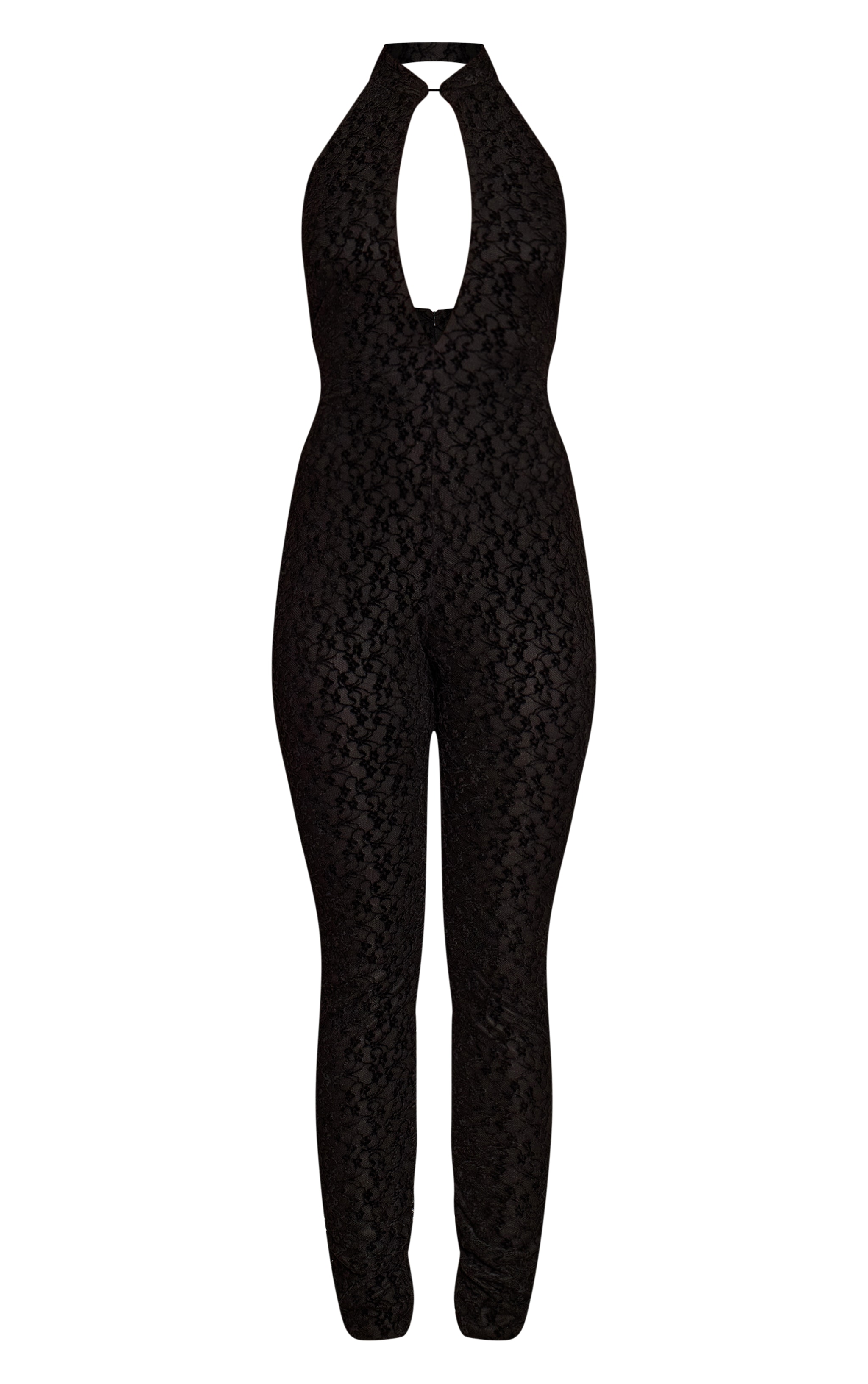 Combinaison moulante en velours style dentelle noir à découpe goutte d'eau image 5