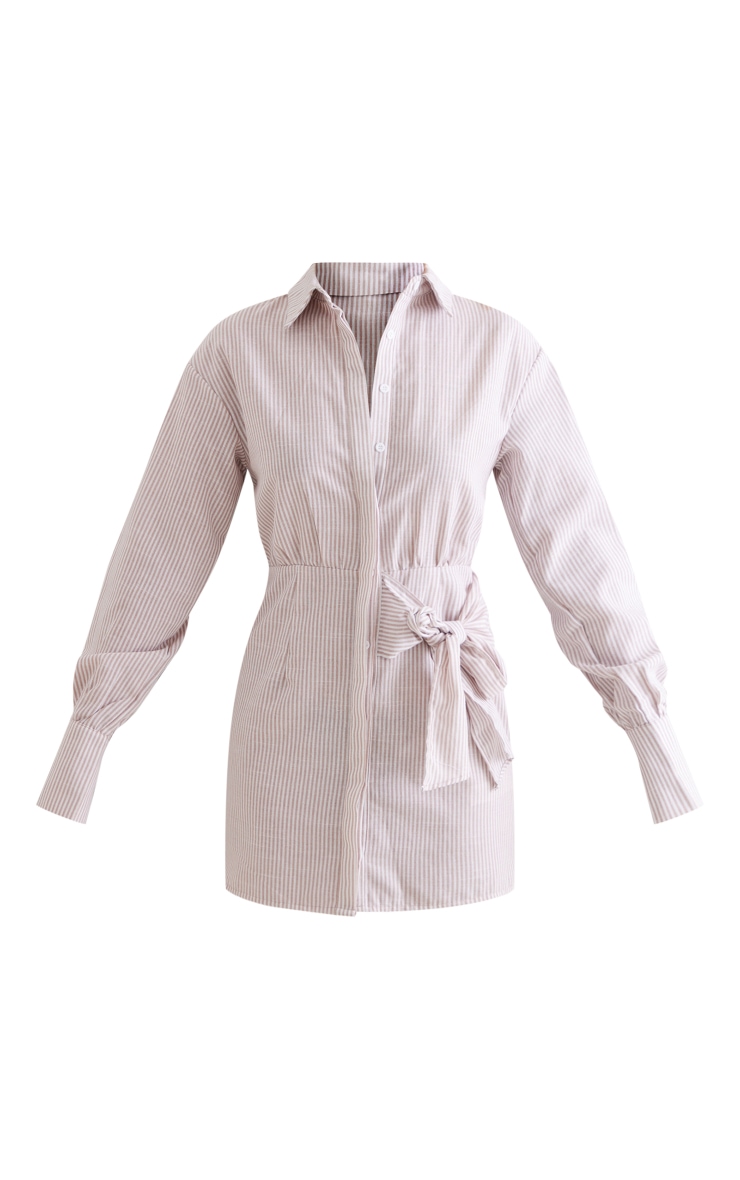 Stone Stripe Tie Detail Button Down Shirt Dress | Dresses