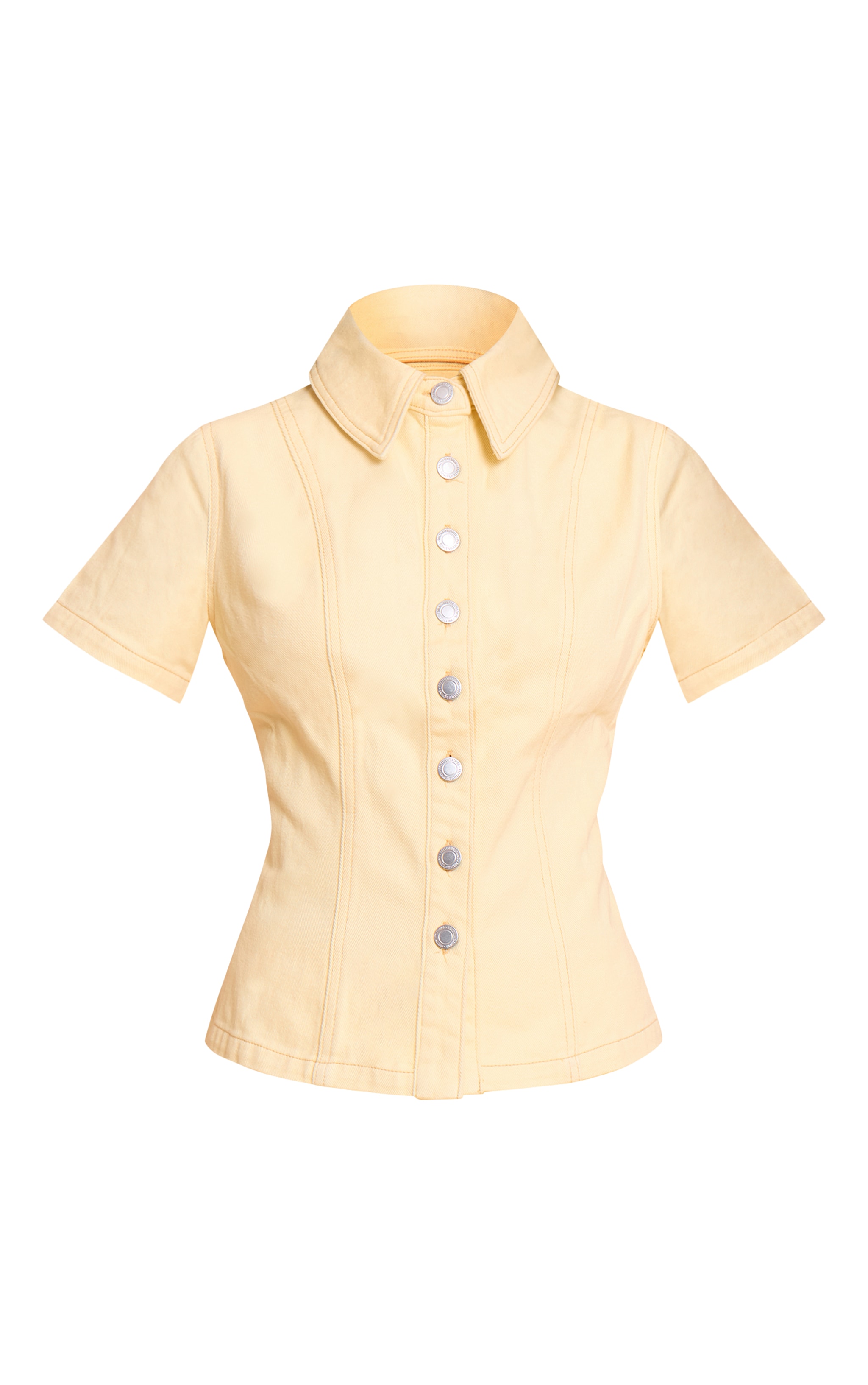 Petite Chemise en jean amande à manches courtes et boutons image 5