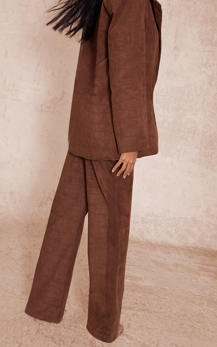 Dark Chocolate Croc Embossed Mid Rise Pants image 3