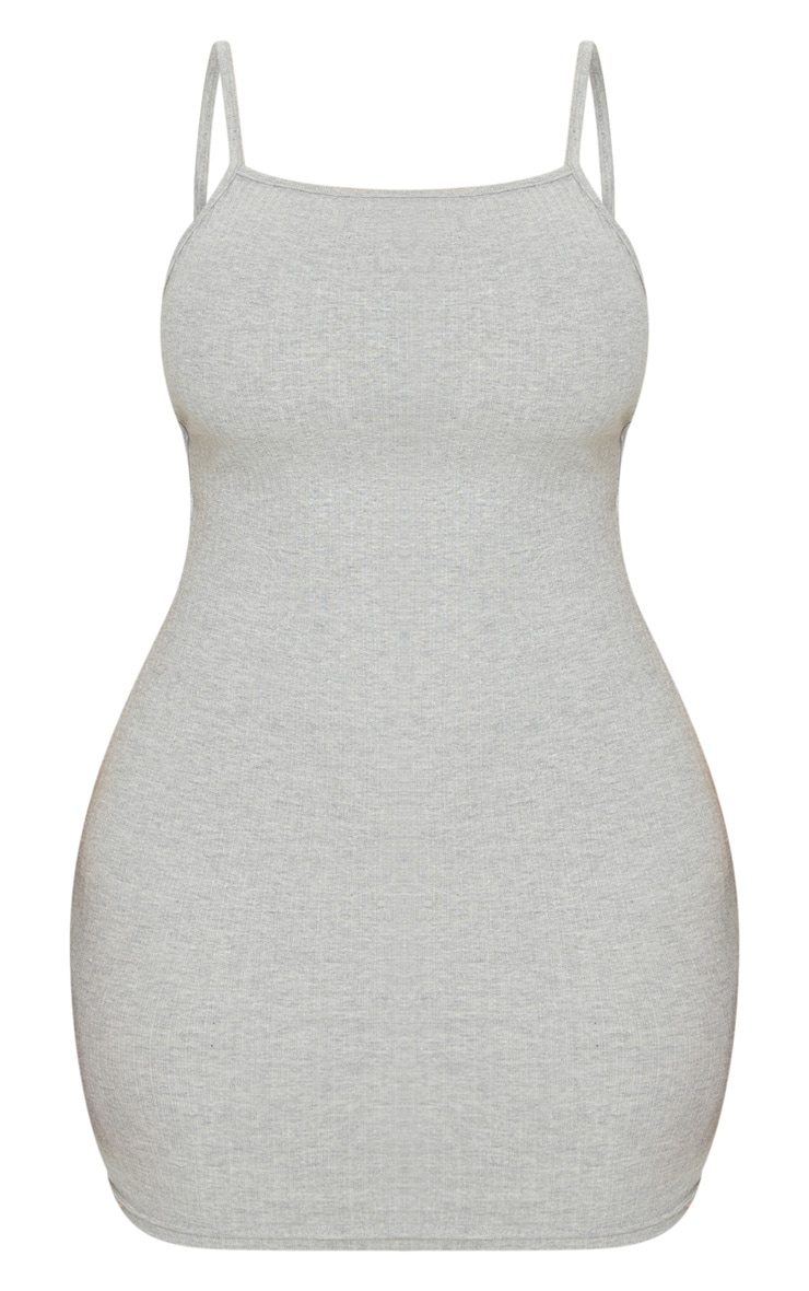 Shape Grey Thick Rib Strap Back Bodycon Dress PrettyLittleThing