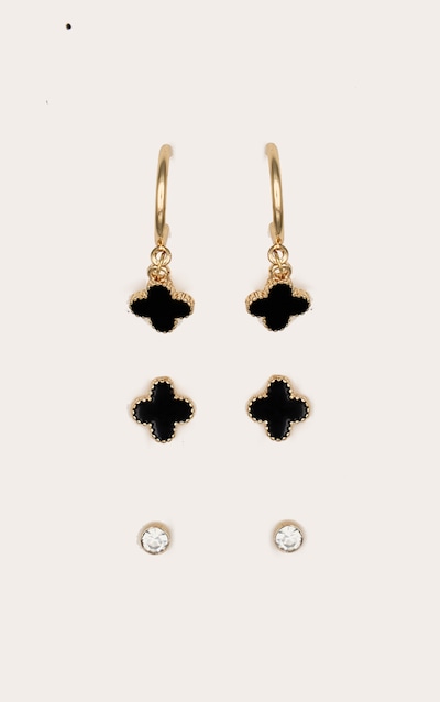 Gold Clover Pendant Multipack Earrings