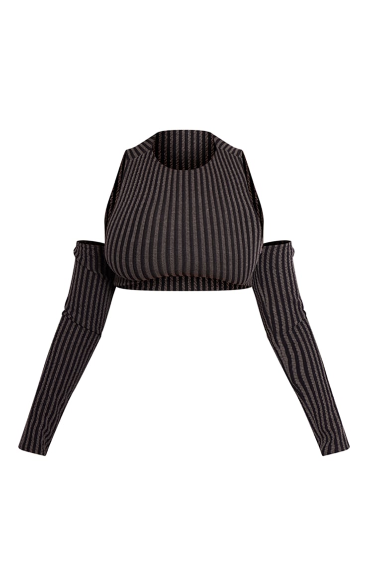 Shape Black Textured Detatched Sleeve Crop Top image 5