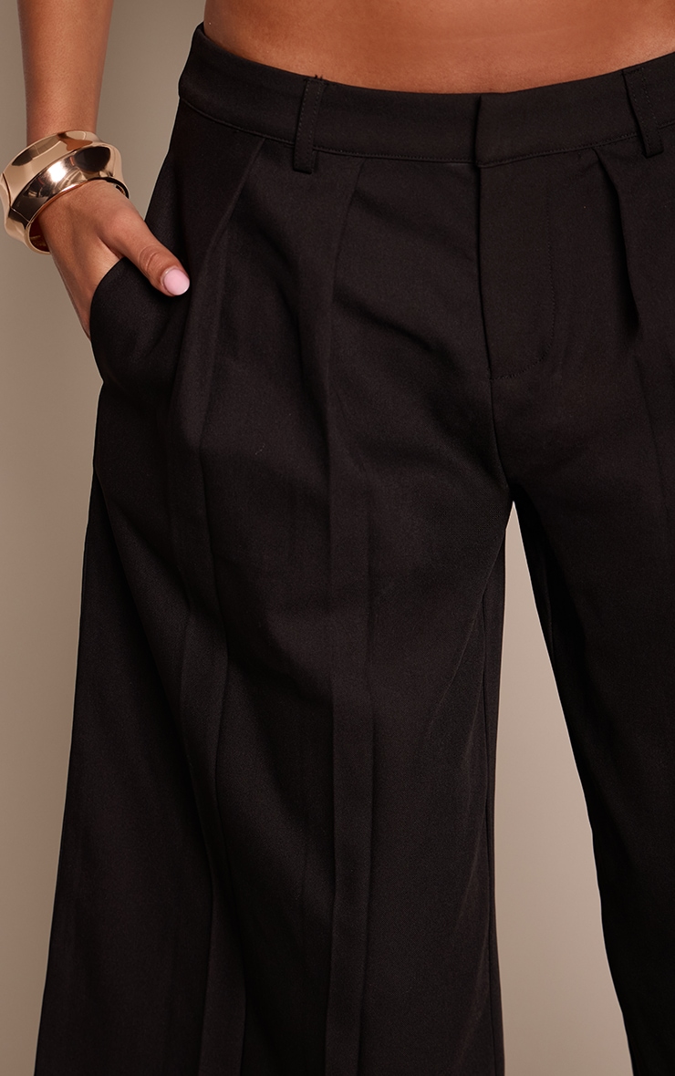 Tall Black Woven Pleat Detail Jorts image 5