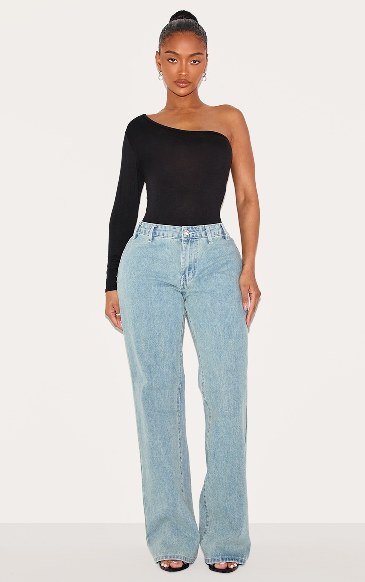 Shape Black Jersey One Shoulder Bodysuit image 3