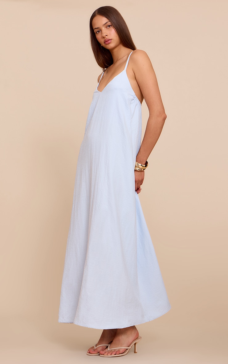 Baby Blue Textured Plunge Maxi Dress image 3