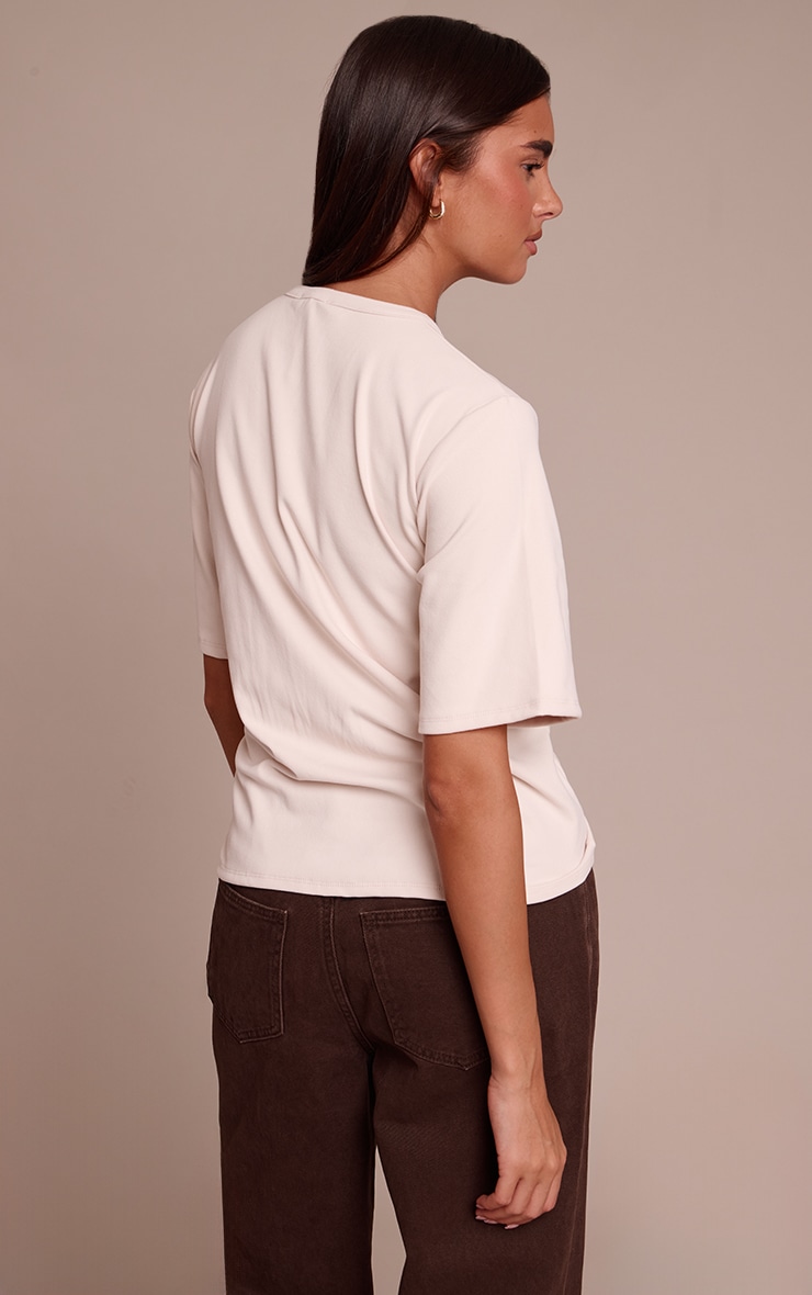 T-shirt oversize très doux crème froncé image 2