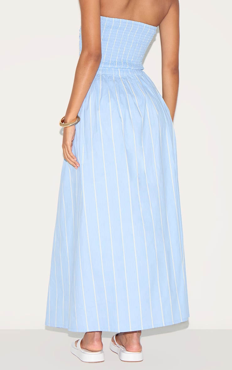 Blue Cotton Poplin A Line Low Rise Maxi Skirt image 3
