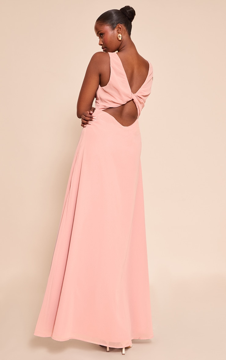 Blush Plunge Chiffon Sleeveless Maxi Dress image 2