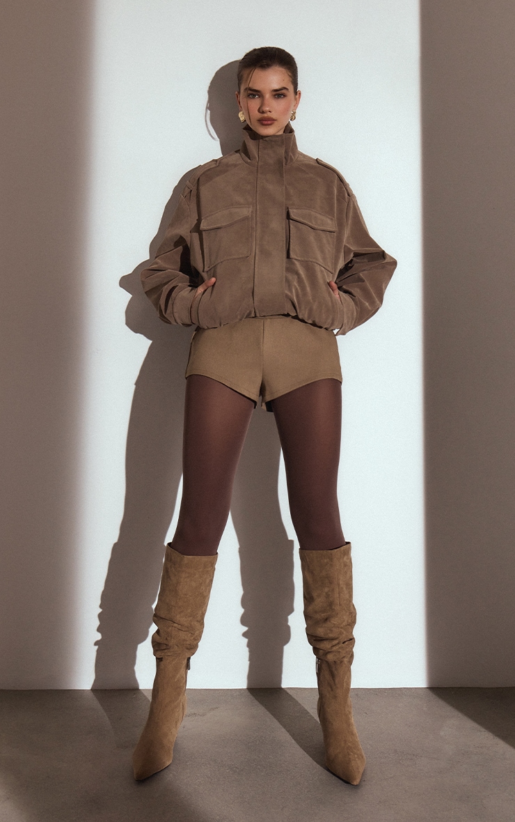 Mocha Woven Waistband Detail Hot Pants image 1