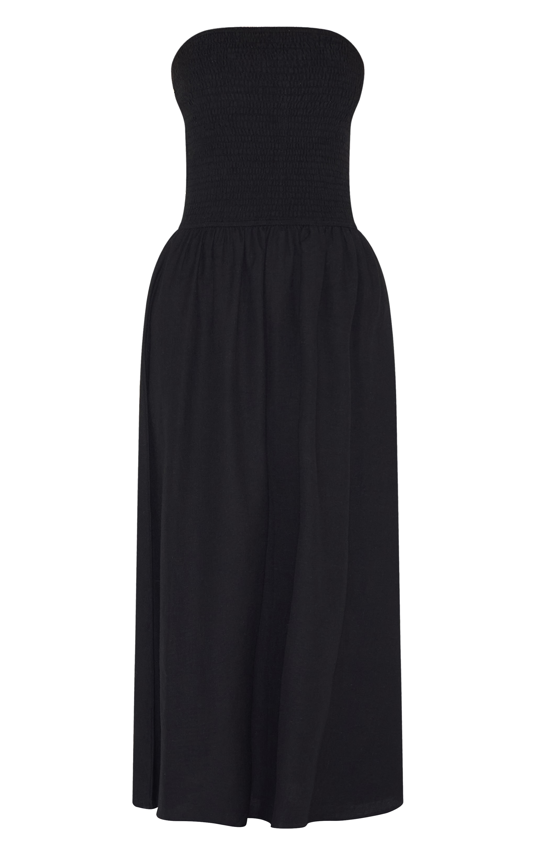 Black Bandeau Shirred Detail Maxi Dress image 5