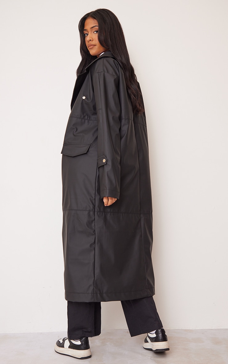Tall Black Tailored Rain Coat image 2