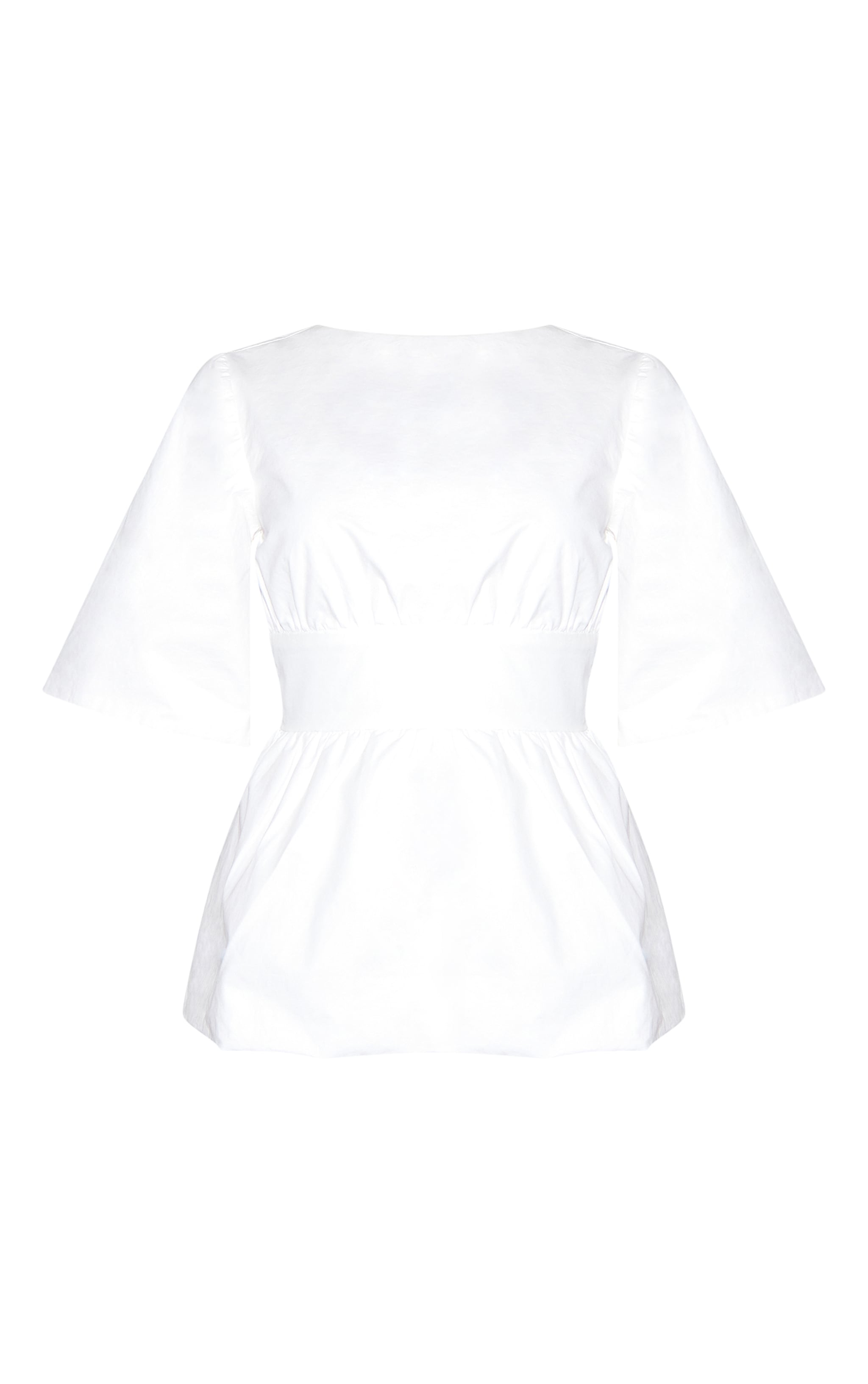 White Cotton Short Sleeve Tie Back Blouse image 5