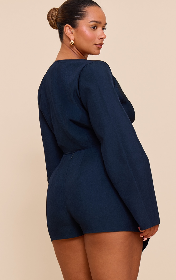 Shape navy Asymmetrical Hammered Button Blazer image 2