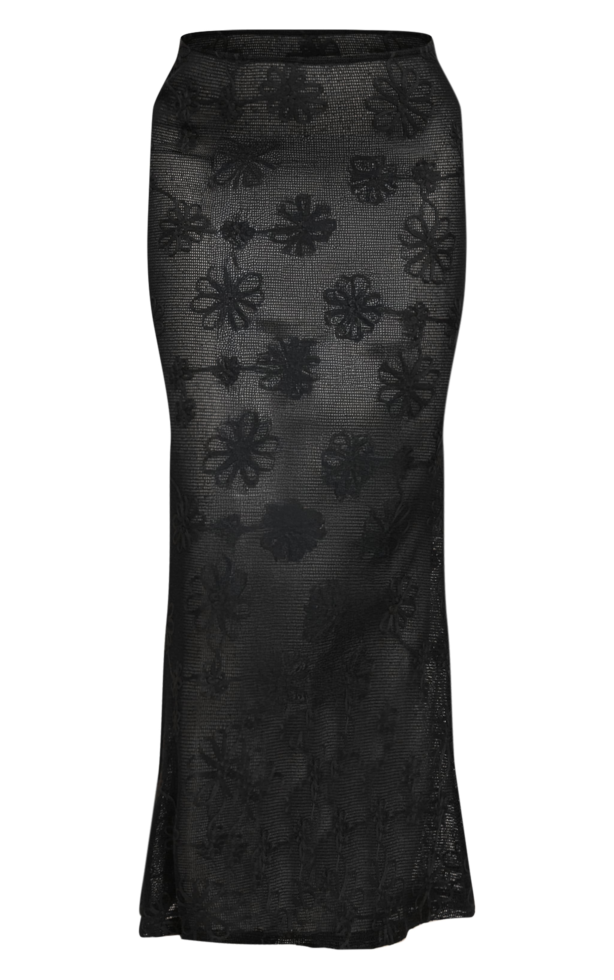 Jupe longue noire transparente à fleurs image 5