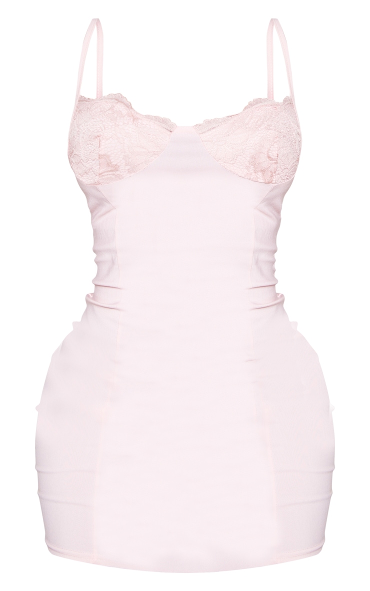 Shape Dusty Pink Lace Cup Detail Strappy Bodycon Dress image 1