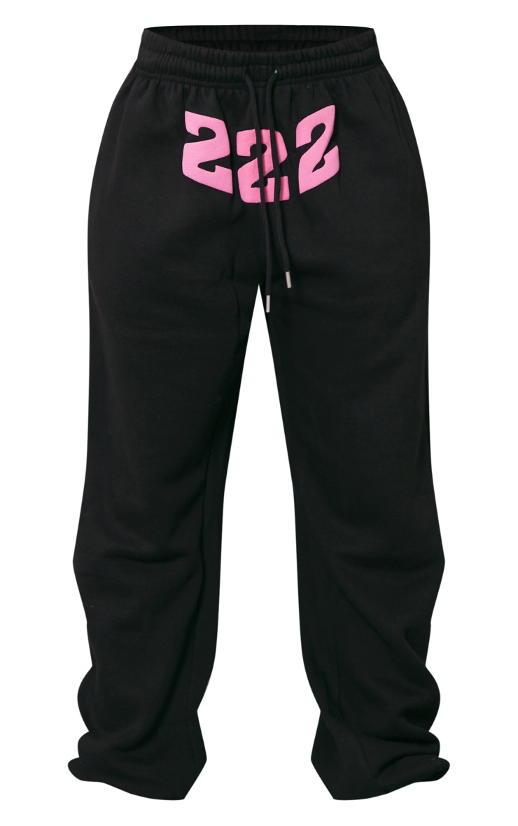 Black 222 Printed Sweat Sweatpants | Athleisure | PrettyLittleThing USA