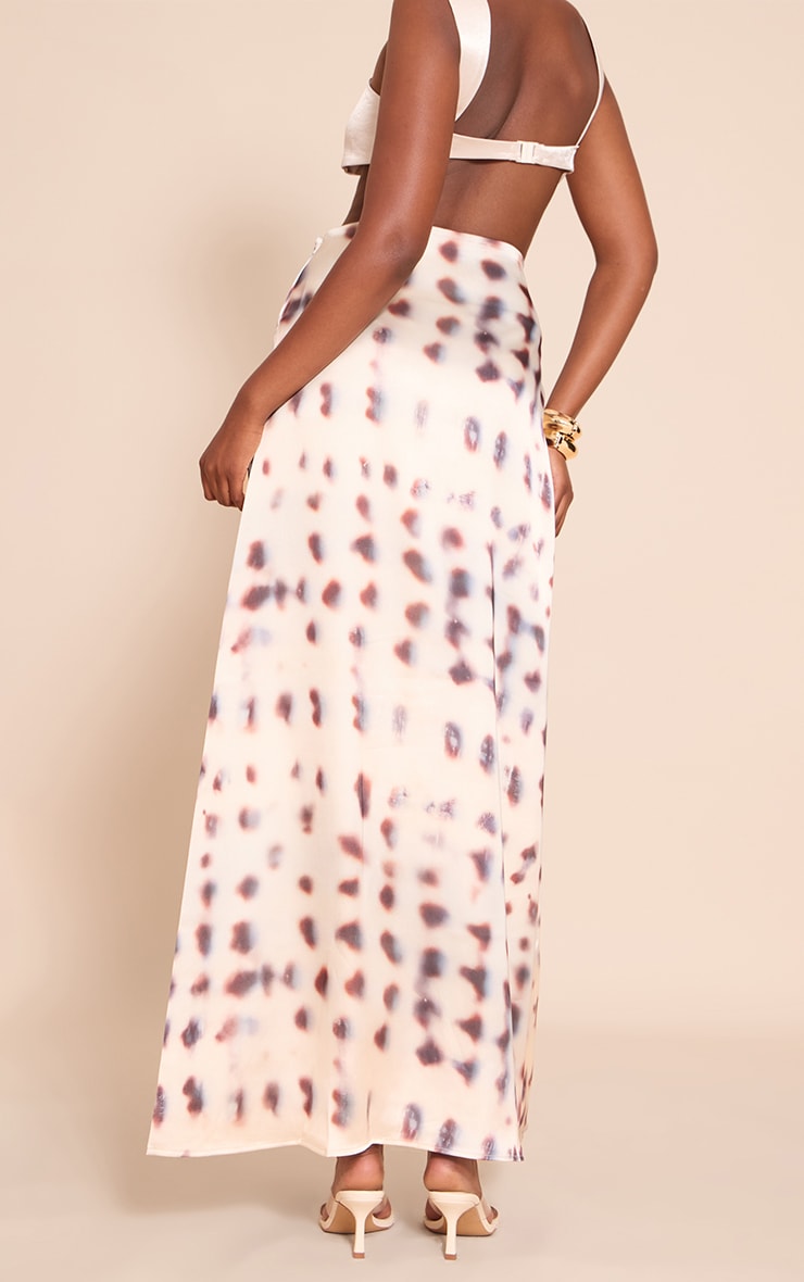 Stone Blurred Printed Satin Maxi Skirt image 3
