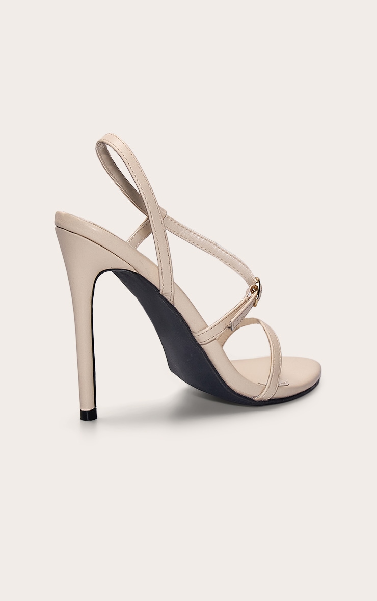 Cream Buckle Detail Heeled Sandal image 4