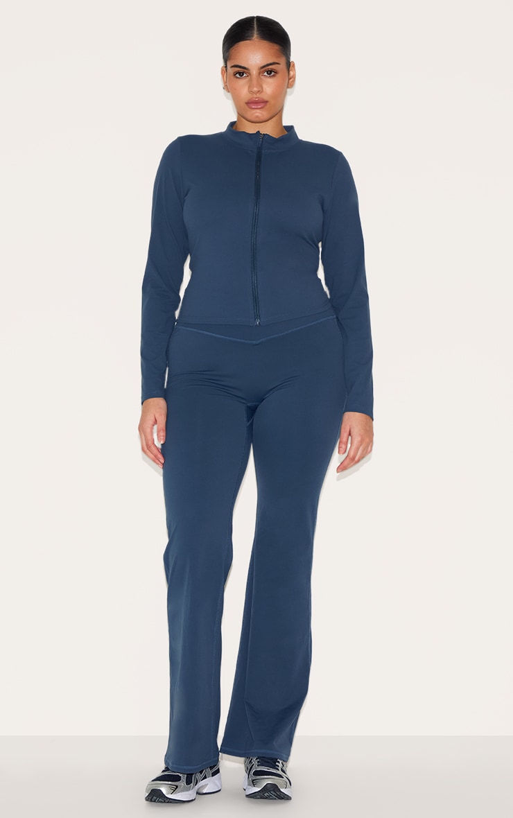 Midnight Blue Sculpt Wrap Waist Yoga Pants | Athleisure