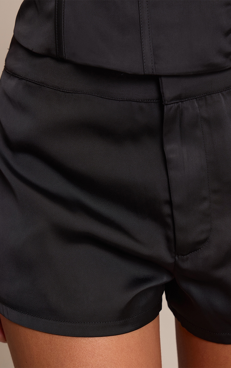 Black Satin Low Rise Hot Pants image 5