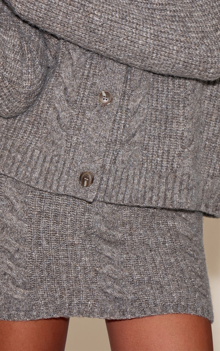 Dark Taupe Cable Knit Mini Skirt image 5