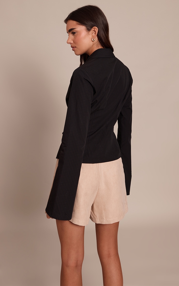 Green Check Seam Detail Fitted Shirt image 2