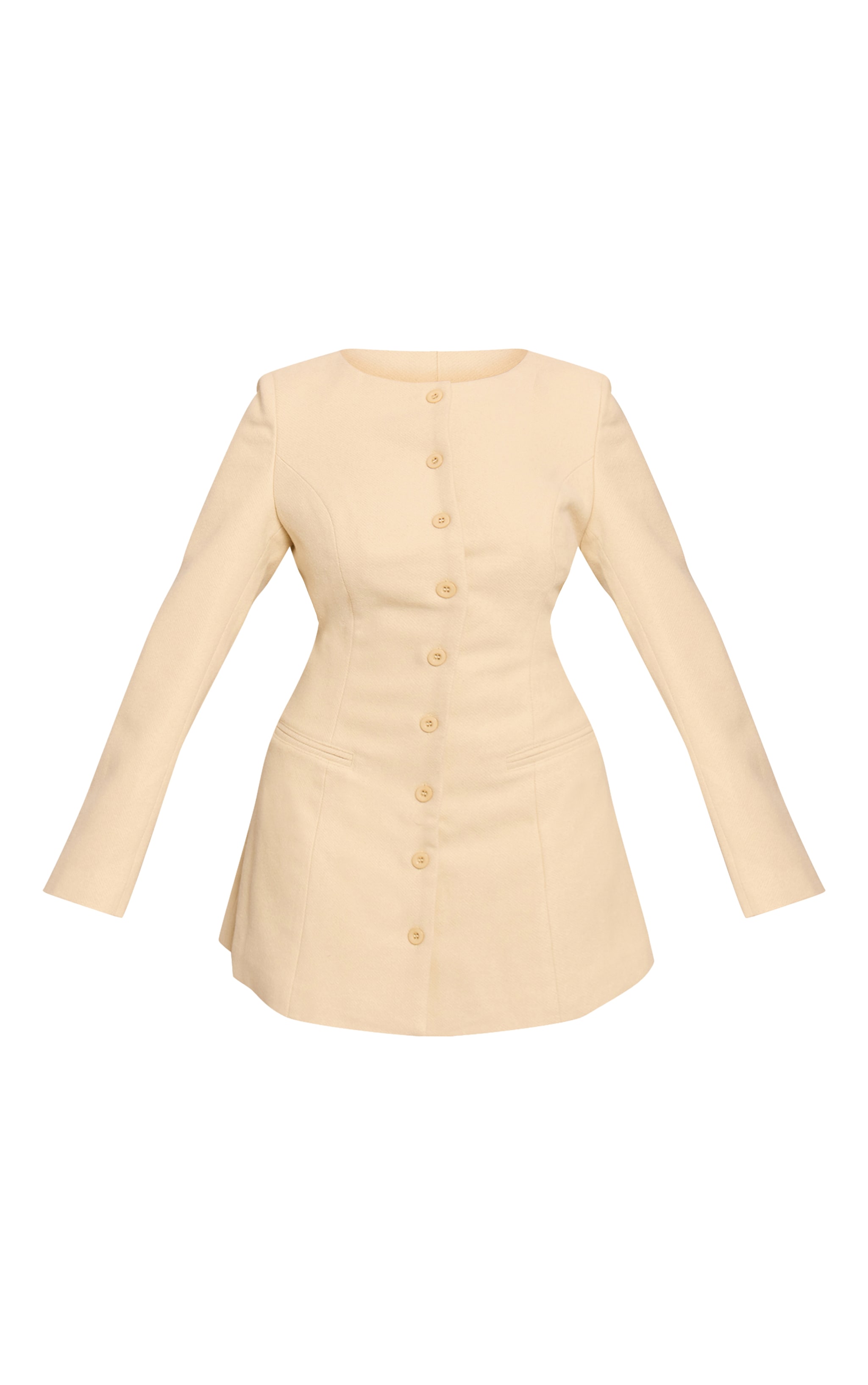 Shape Butter Yellow Wool-Look Button Front Tailored Mini Dress image 5