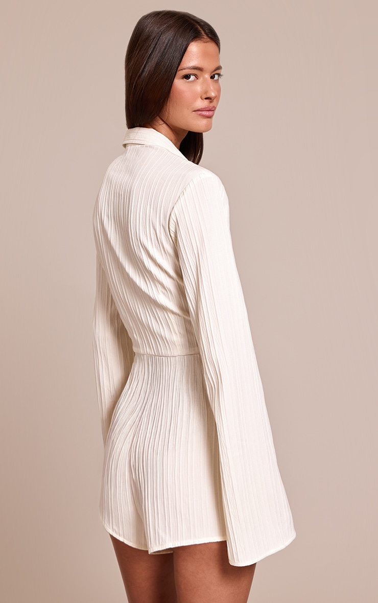 Cream Texture Button Down Romper image 2