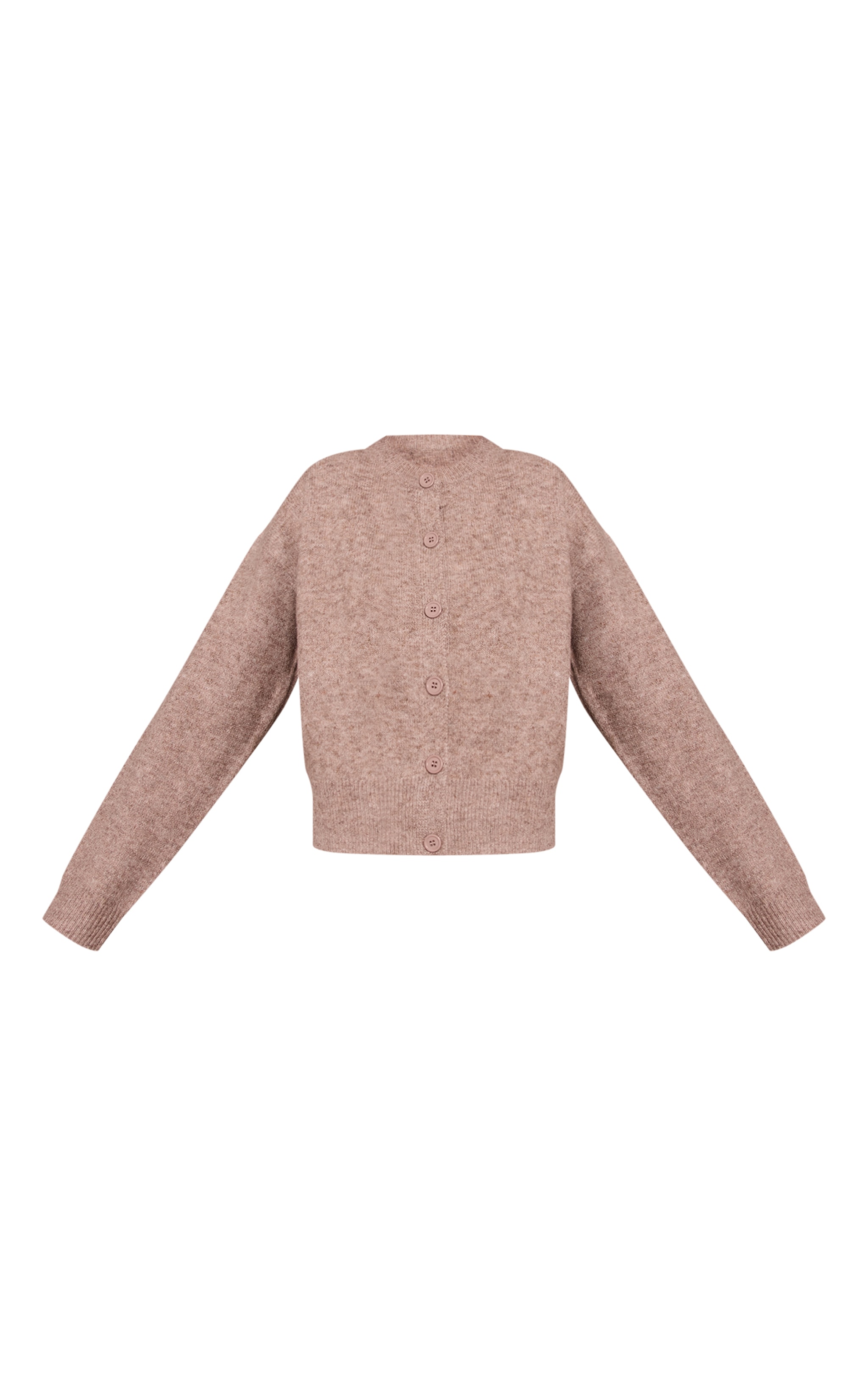 Cardigan en maille tricot taupe à col ras image 5