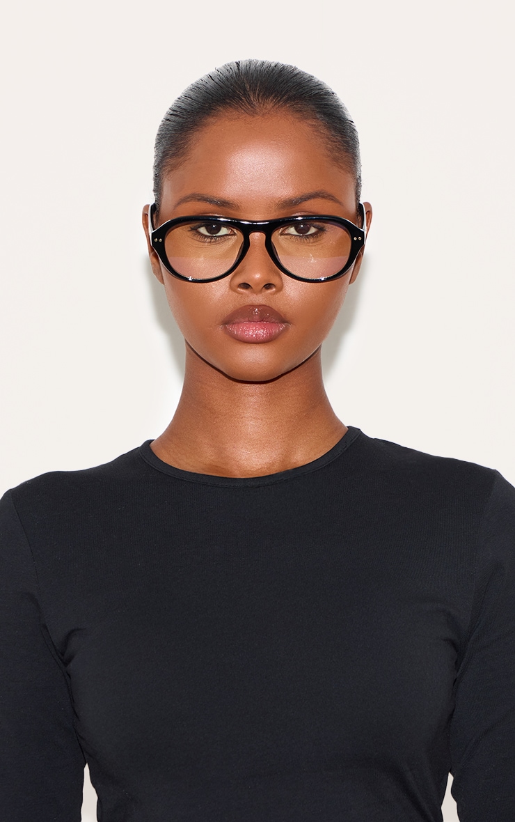 Black Round Aviator Blue Light Readers image 1