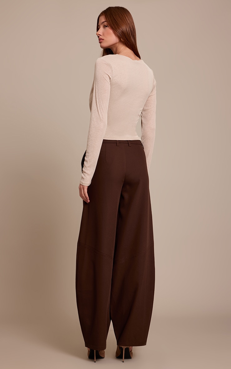 Chocolate Seam Detail Woven Balloon Pants image 3