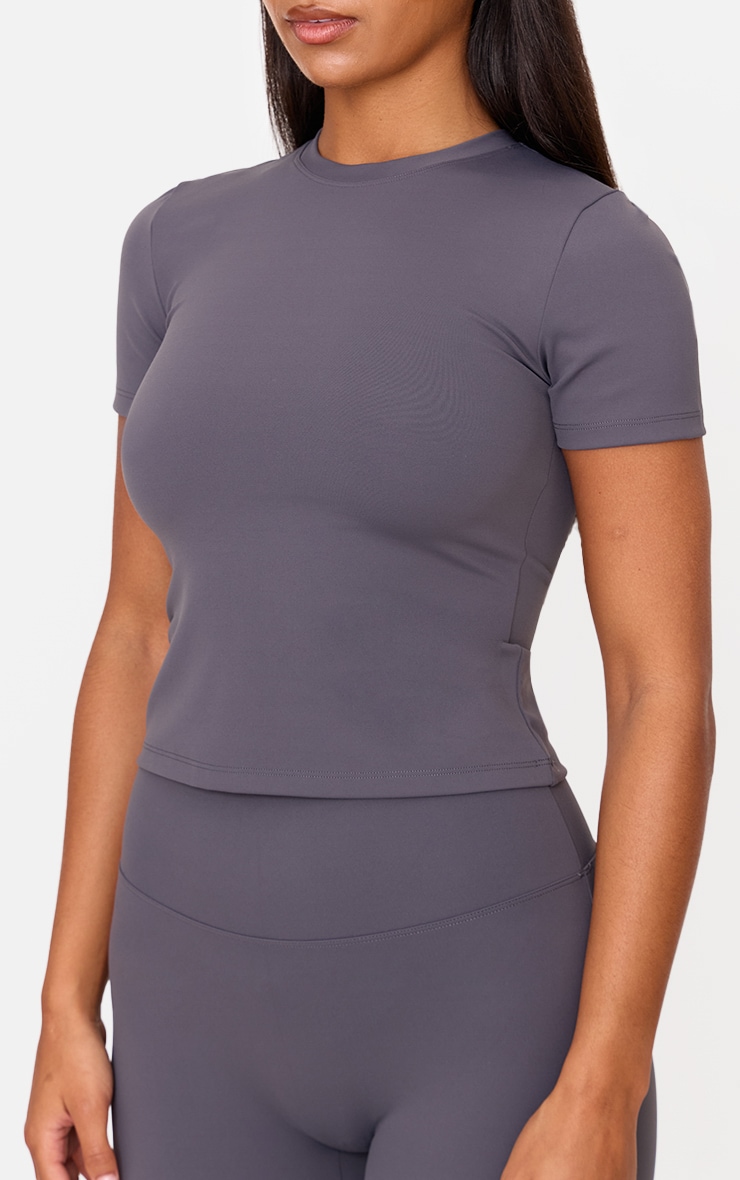 Charcoal Ultimate Sculpt Longline Short Sleeve Gym Top image 4