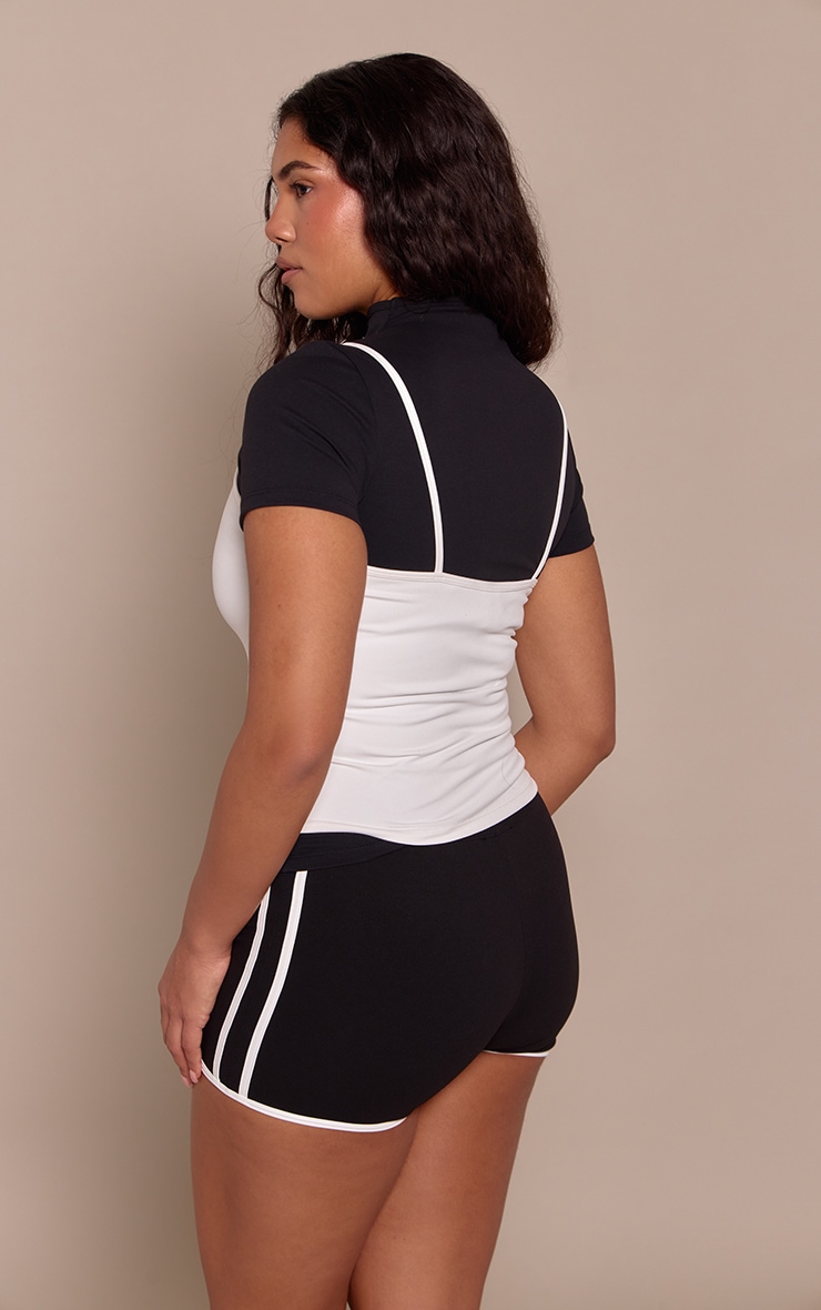 Shape Black Sculpt Contrast Cami Detail Short Sleeve Top image 2