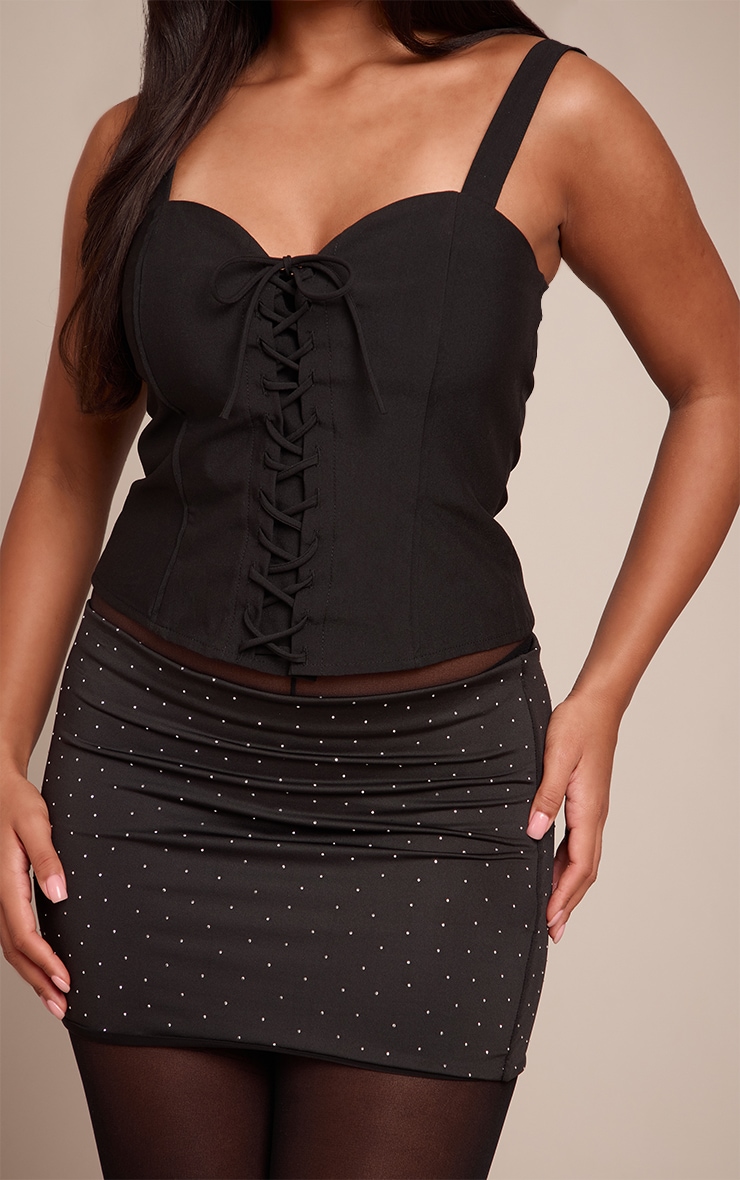 Shape Black Slinky Studded Mini Skirt image 2