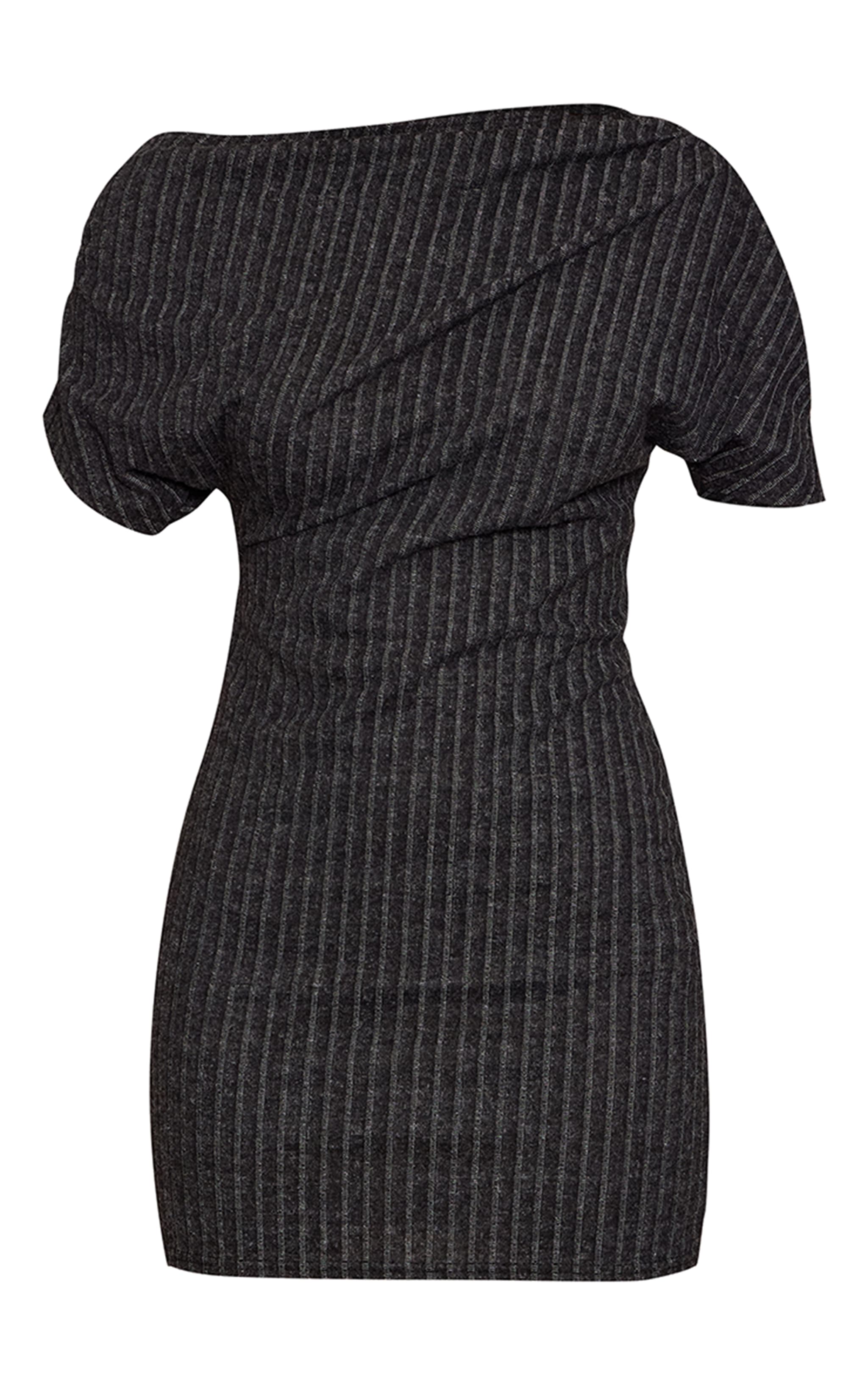 Charcoal Rib Boat Neck Bodycon Dress image 5