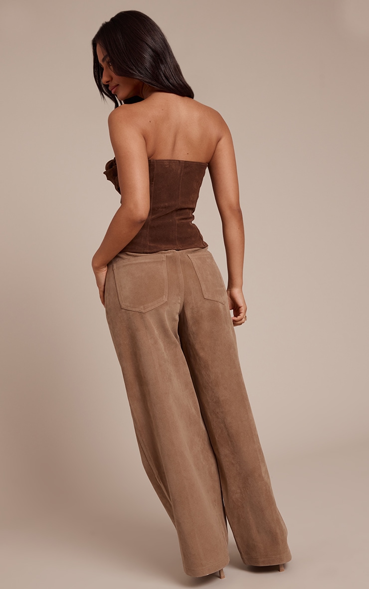 Petite Beige Suede Barrel Pants image 3