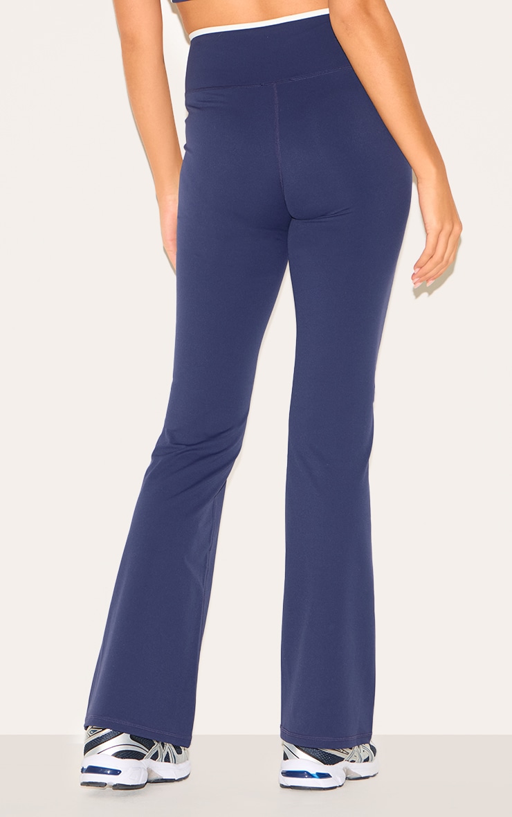 Navy Sculpt Binding Wrap Contrast Waist Yoga Pants image 3