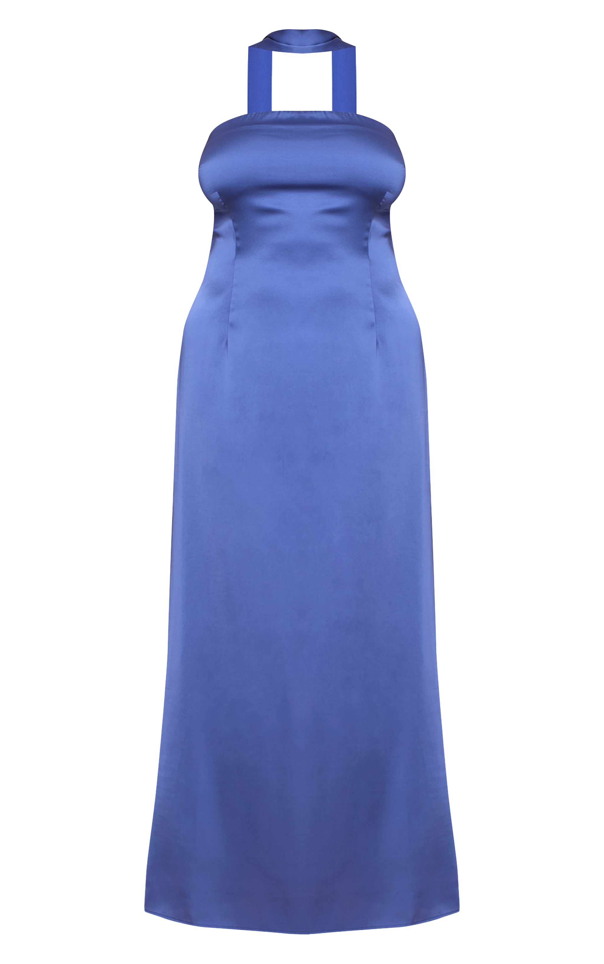Plus Navy Satin Bandeau Scarf Detail Maxi Dress image 5