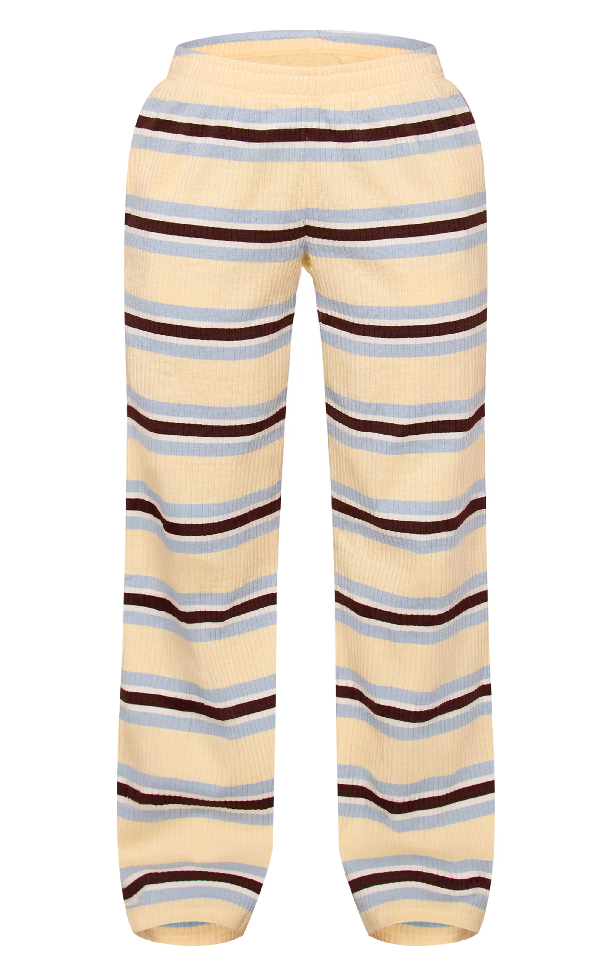 Petite Cream Stripe Ribbed Straight Leg Pants  image 5