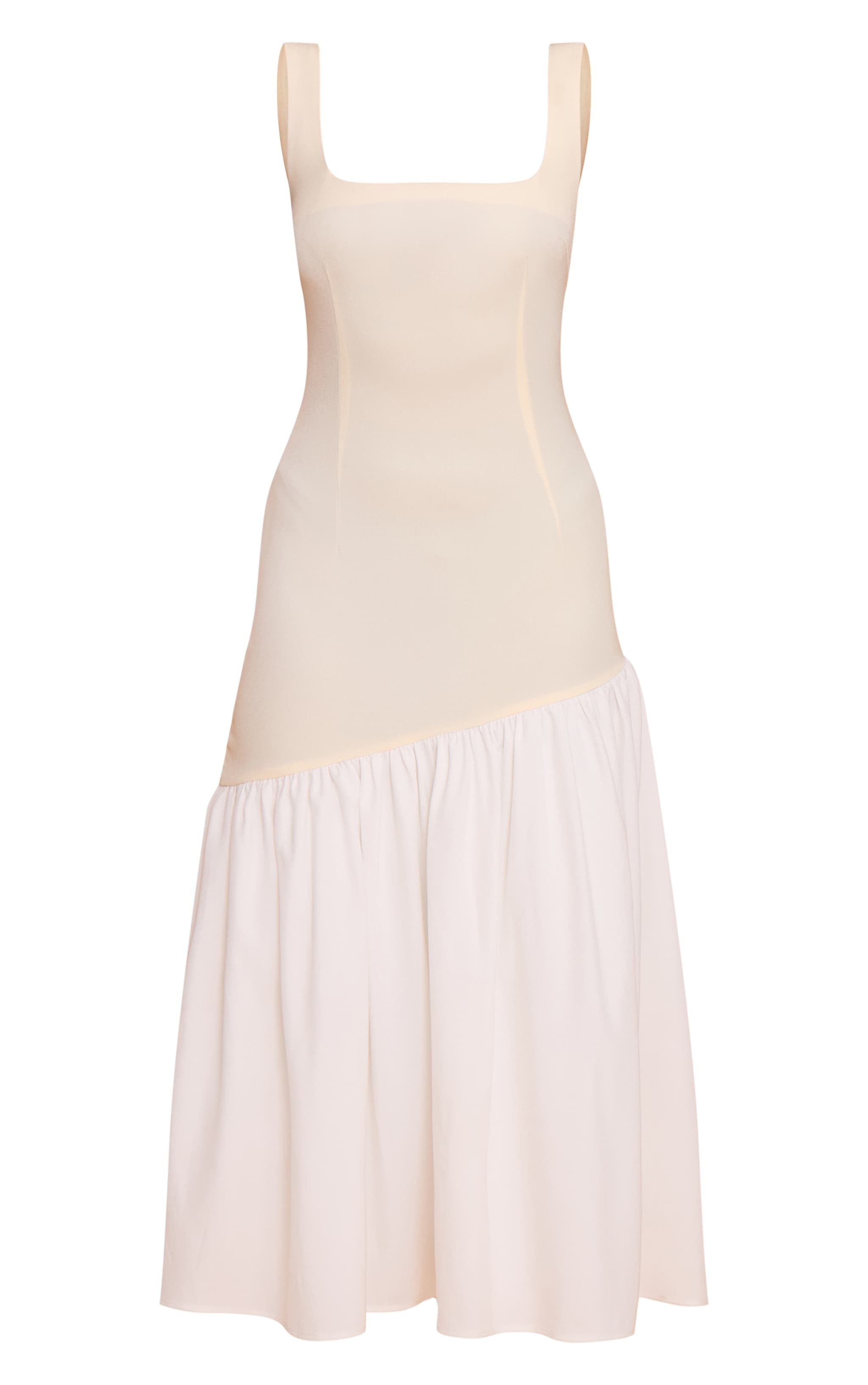 Lemon Contrast Pleated Hem Square Neck Midaxi Dress image 5