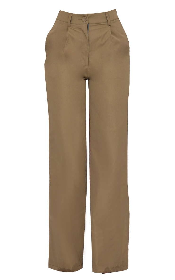 Petite Khaki Peach Skin Straight Leg Pants image 2