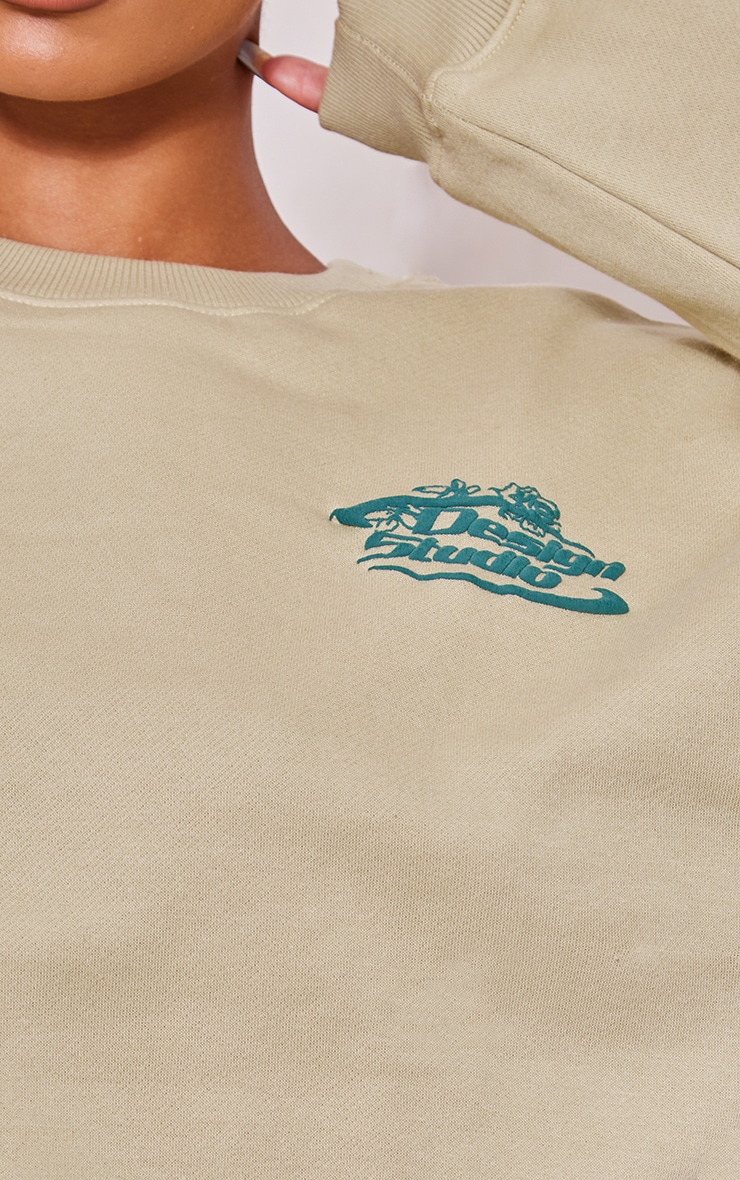 Sweat vert sauge à imprimé Design Studio en relief image 4