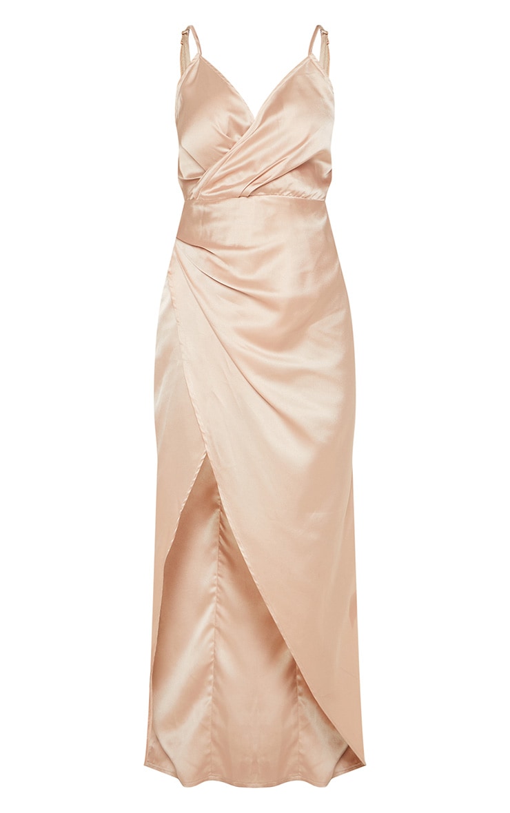 Petite Champagne Satin Maxi Dress | Petite | PrettyLittleThing