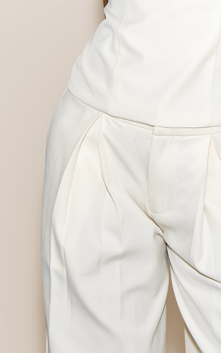White Tailored Woven Wide Leg Pants image 4