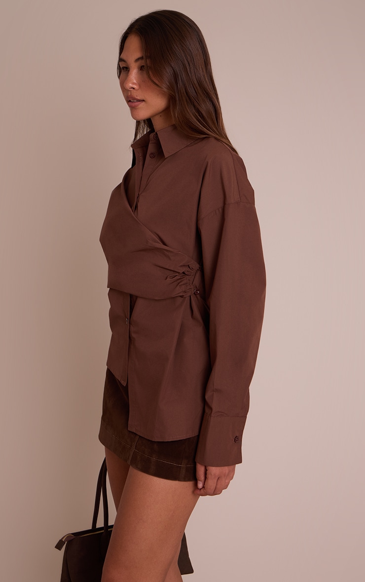 Chocolate Asymmetric Drape Shirt image 4
