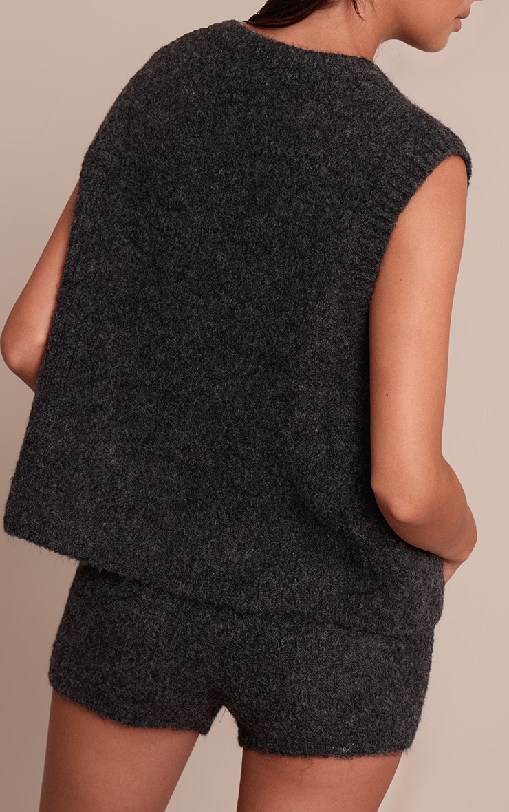 Grey Bushed Knit Shorts image 3