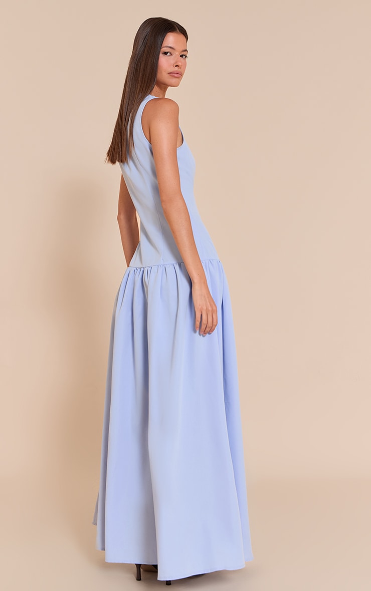 Light Blue Button Down Drop Waist Maxi Dress image 2